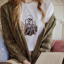 Load image into Gallery viewer, Skeleton Reading T-shirt